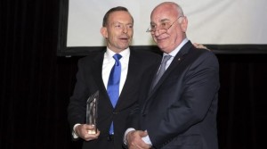 Tony Abbott and Petro Georgiou at the Migration and Settlement Awards
