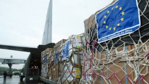 European food aid being delivered.